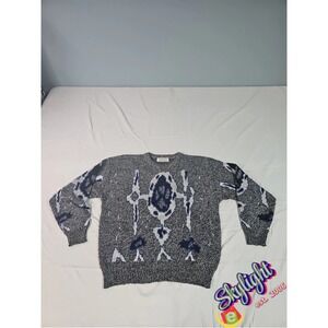 Method Men Vintage Abstract All Over Design Pattern Ribbed Pullover Sweater Sz L